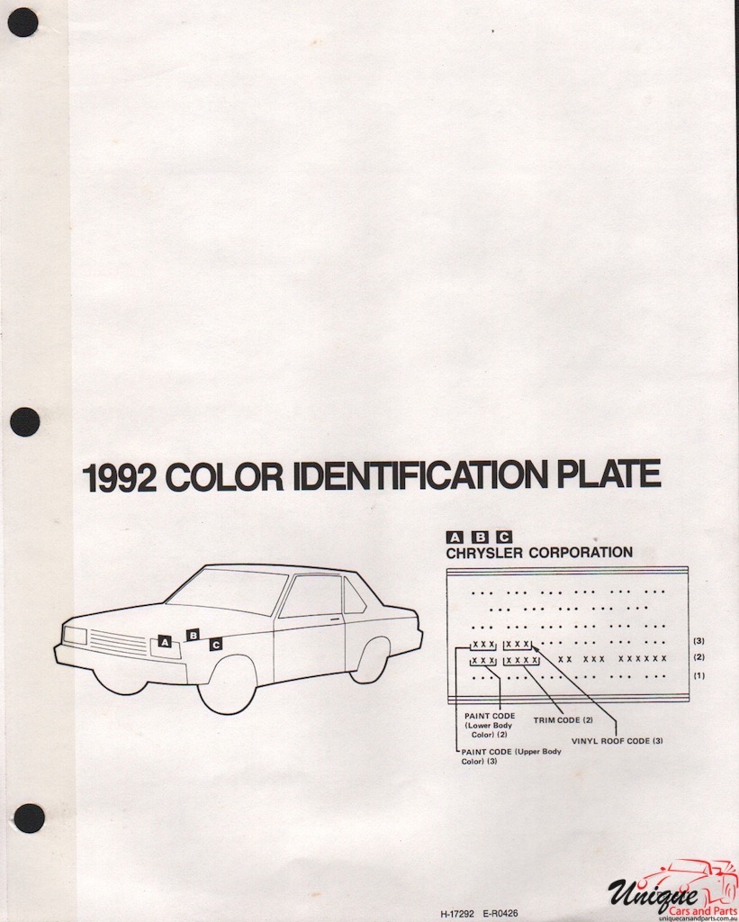 1992 Chrysler Paint Charts DuPont 4